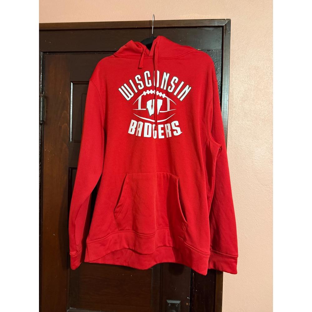 Stadium Athletics Wisconsin Badgers Hoodie Mens XXL Red Football Sweatshirt - Picture 2 of 5